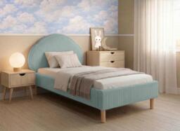 Darcie Upholstered Kids Bunny Bed Frame - 2'4 Toddler - Blue - thumbnail 2