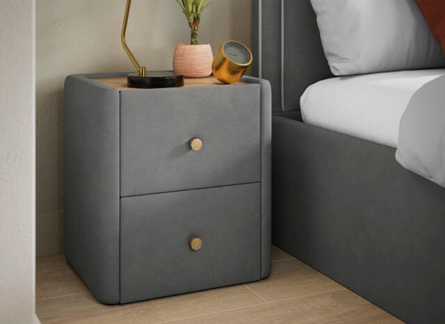 Silentnight Harry Upholstered Bedside Table - Grey