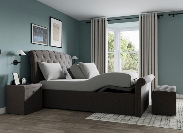 Paris Ergomotion Adjustable Upholstered Bed Frame - 5'0 King - Grey - image 1