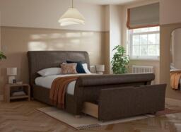 Delaware Upholstered Sleigh Bed Frame - 5'0 King - Brown - thumbnail 2