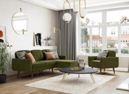 Gallway 3 Seater Corner Sofa Bed - Green - thumbnail 2