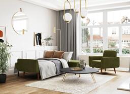 Gallway 3 Seater Corner Sofa Bed - Green - thumbnail 3