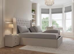 Deacon Ergomotion Adjustable Velvet-Finish Bed Frame - 5'0 King - Cream - thumbnail 1