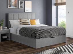 Ealing Upholstered Ottoman Bed Frame - 4'6 Double - Silver - thumbnail 2