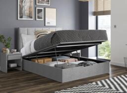 Ealing Upholstered Ottoman Bed Frame - 4'6 Double - Silver - thumbnail 1