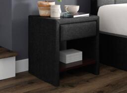 Harrow 1 Drawer Upholstered Bedside Table - Grey