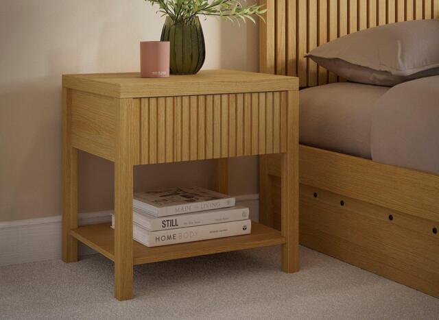 Hayden Wooden Bedside Table - Brown