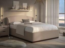 Chloe Upholstered Ottoman Bed Frame - 4'6 Double - Beige