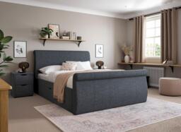 Lucia Upholstered Bed Frame - 6'0 Super king - Blue