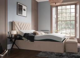 House Beautiful Jay Sleepmotion Adjustable Velvet-Finish Bed Frame - 6'0 Super king - Beige - thumbnail 1