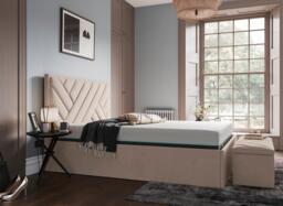 House Beautiful Jay Sleepmotion Adjustable Velvet-Finish Bed Frame - 6'0 Super king - Beige - thumbnail 2