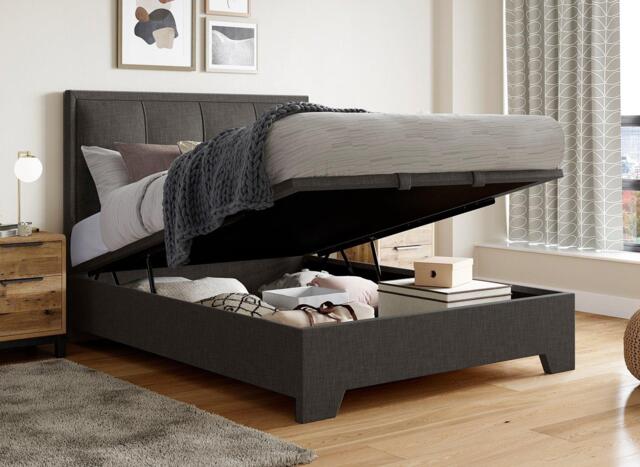 Hopkins Upholstered Ottoman Bed Frame - 6'0 Super king - Grey - image 1
