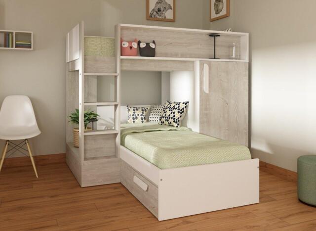 Jenna Kids Multiway Bunk Bed - 3'0 Euro single - White - image 1