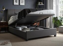 Francesca Upholstered Ottoman Bed Frame - 4'0 Small double - Grey - thumbnail 2