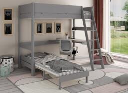 Anderson Desk High Sleeper With Pink Chair - 3'0 Single - Grey - thumbnail 2