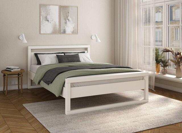 Wellow Wooden Bed Frame - 4'6 Double - White - image 1