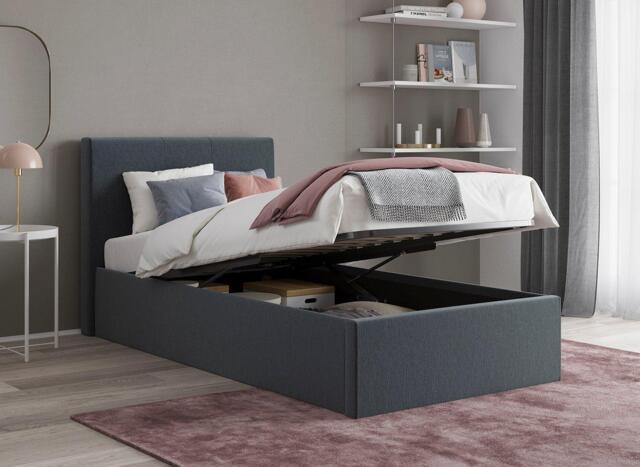 Yardley Upholstered Ottoman Bed Frame - 3'0 Single - Grey - image 1