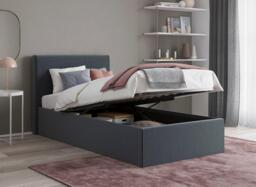 Yardley Upholstered Ottoman Bed Frame - 3'0 Single - Grey - thumbnail 1