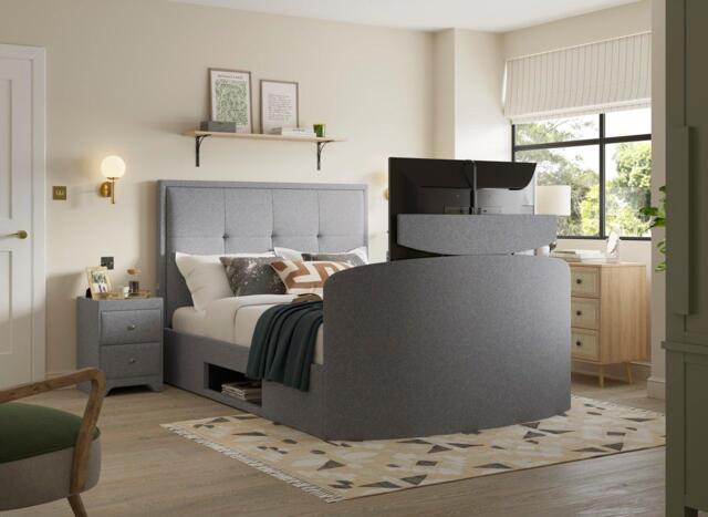 Hopkins TV Bed - 4'6 Double - Grey - image 1