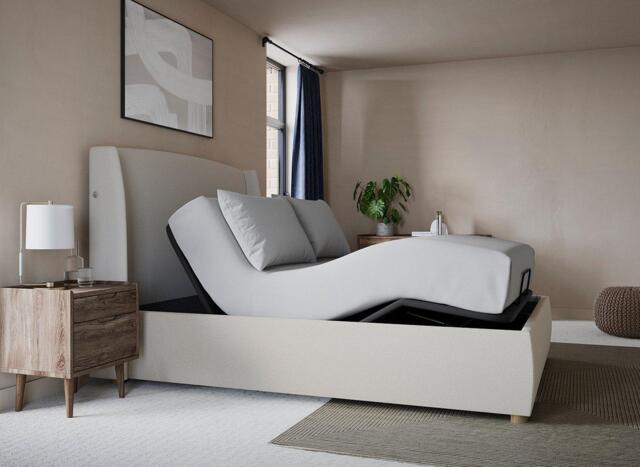 TEMPUR® Linford Ergomotion Adjustable Upholstered Bed Frame - 6'0 Super king - Cream - image 1