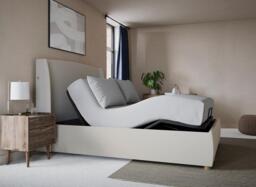 TEMPUR® Linford Ergomotion Adjustable Upholstered Bed Frame - 6'0 Super king - Cream