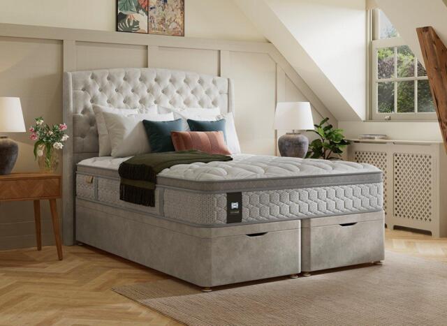 Sealy Ottoman Divan Base - 4'6 Double - Grey
