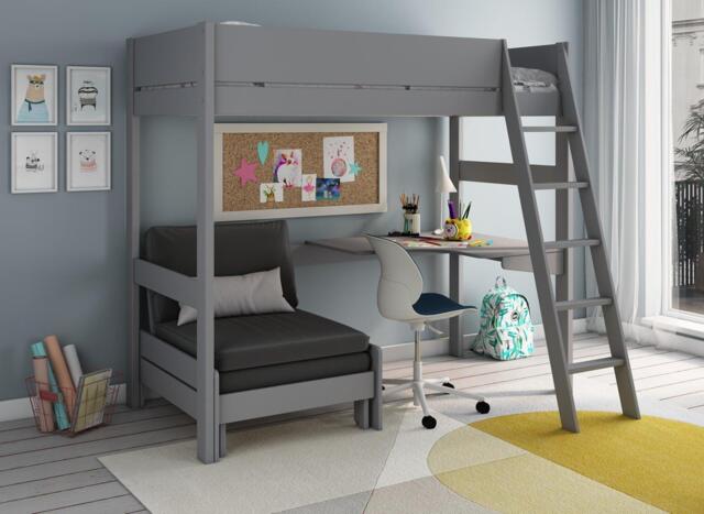 Anderson Desk High Sleeper With Black Chair - 3'0 Single - Grey - image 1