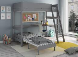 Anderson Desk High Sleeper With Black Chair - 3'0 Single - Grey - thumbnail 2