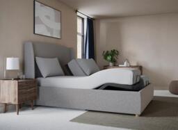 TEMPUR® Linford Ergomotion Adjustable Upholstered Bed Frame - 5'0 King - Grey