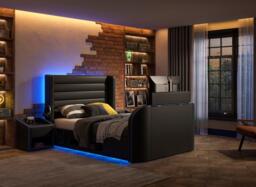 Drift Gaming Ottoman TV Bed Frame - 4'6 Double - Black