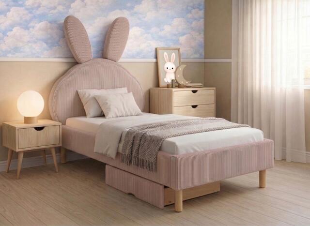 Darcie Upholstered Kids Bunny Bed Frame - 2'4 Toddler - Pink - image 1