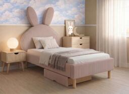 Darcie Upholstered Kids Bunny Bed Frame - 2'4 Toddler - Pink