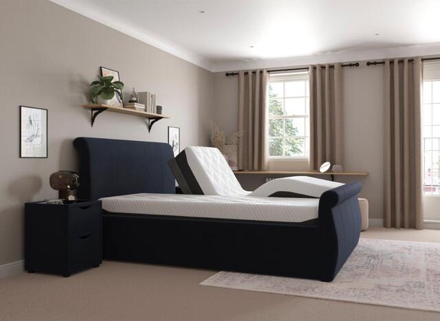 Lucia Sleepmotion Super King 200 u&i Adjustable Upholstered Bed Frame - 6'0 Super king - Blue - image 1