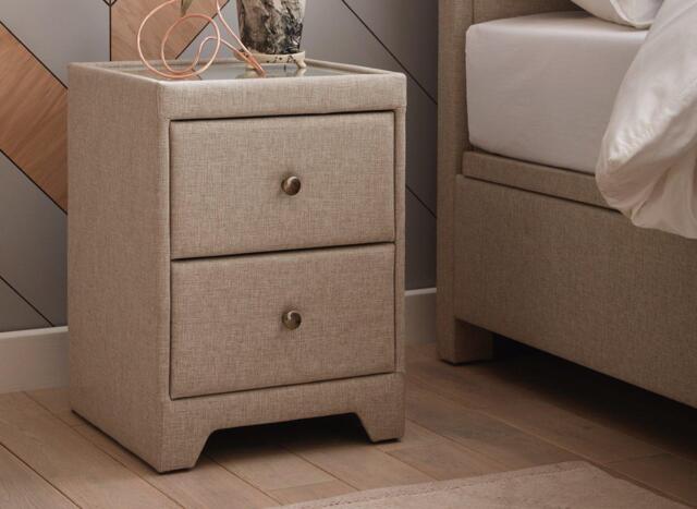 Kimberley Upholstered Bedside Table - Oatmeal - Cream