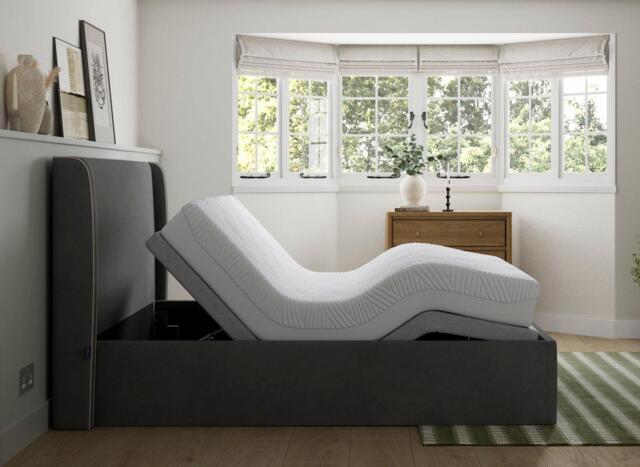 Silentnight Payton Sleepmotion Adjustable Upholstered Bed Frame - 4'6 Double - Grey - image 1