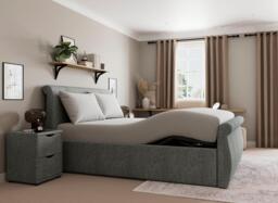 Lucia Ergomotion Adjustable Upholstered Bed Frame - 4'6 Double - Grey - thumbnail 2