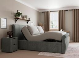 Lucia Ergomotion Adjustable Upholstered Bed Frame - 4'6 Double - Grey