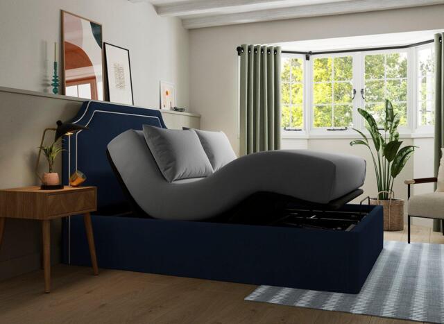 Silentnight Holden Ergomotion Adjustable Upholstered Bed Frame - 5'0 King - Blue - image 1