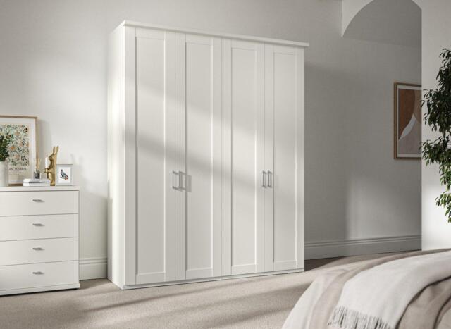 Dover 4-Door Wardrobe - White
