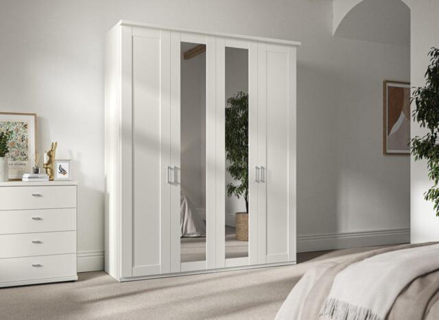 Dover 4-Door Wardrobe - White