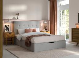 Ashfield Upholstered Ottoman Bed Frame - 4'6 Double - Silver - thumbnail 1
