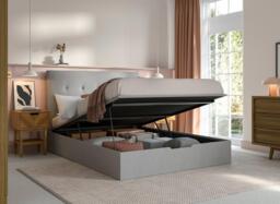 Ashfield Upholstered Ottoman Bed Frame - 4'6 Double - Silver - thumbnail 2
