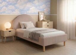 Darcie Upholstered Kids Bunny Bed Frame - 3'0 Single - Pink - thumbnail 2