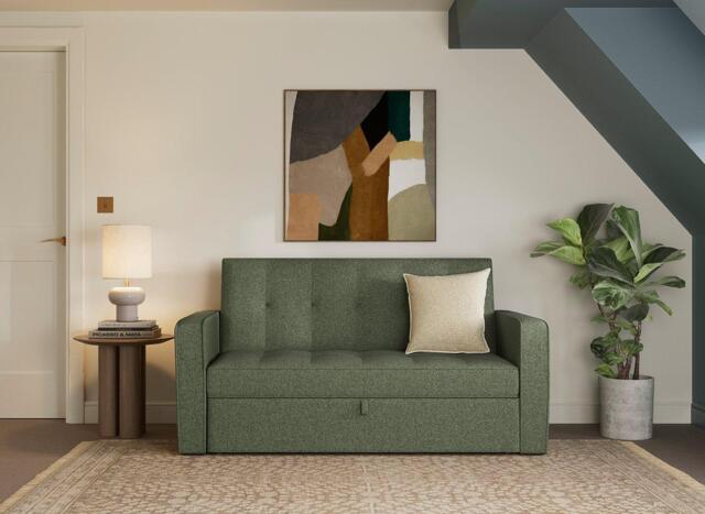 Haze 2-Seater Pull-Out Sofa Bed - Green - image 1