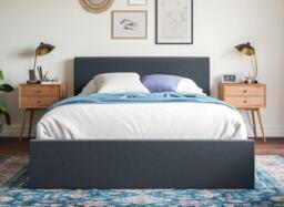 Yardley Upholstered Ottoman Bed Frame - 4'6 Double - Grey - thumbnail 3