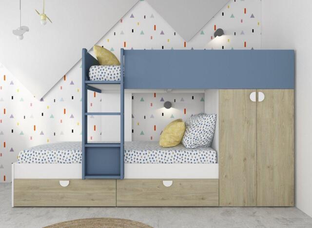 Wren bunk bed with storage blue - 3'0 Single - Blue
