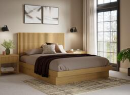 Hayden Platform Ottoman Bed Frame - 4'6 Double - Brown