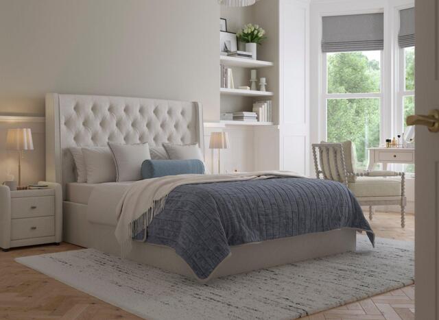 Deacon Upholstered Ottoman Bed Frame - 5'0 King - Cream - image 1