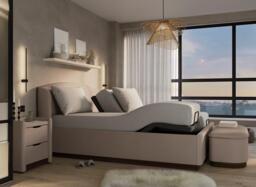 Chloe Ergomotion Adjustable Upholstered Bed Frame - 5'0 King - Beige - thumbnail 2