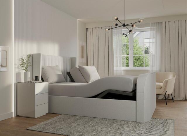 Foley Adjustable TV Bed - 5'0 King - Grey - image 1